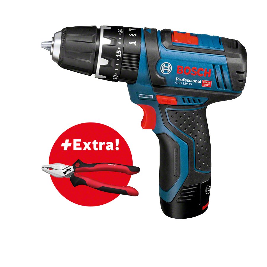 Bosch GSB 12V-15 Akülü Darbeli Vidalama Makinesi - Wiha Pense Hediyeli !