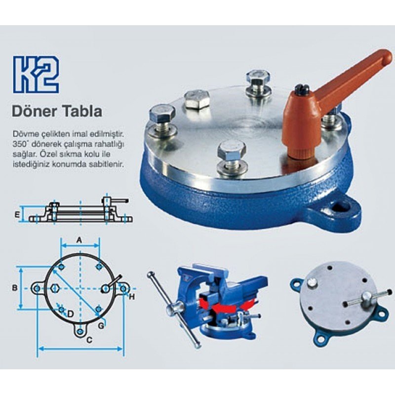 Kanca Mengene Döner Tabla 175 mm